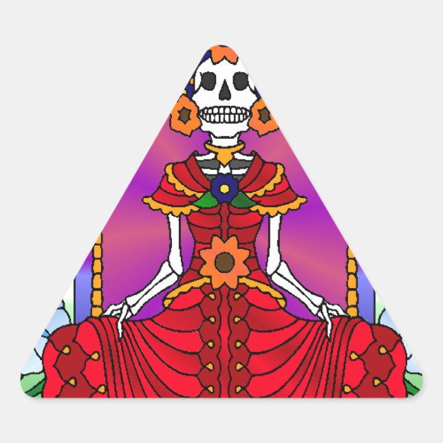 Best Seller Sugar Skull Triangle Sticker (Front)