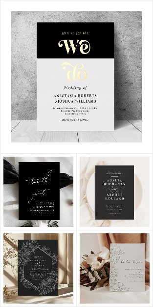 Best Selling Black White Wedding Invitations