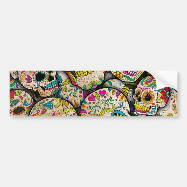 Best Selling Sugar Skull Pattern Bumper Sticker (Front)