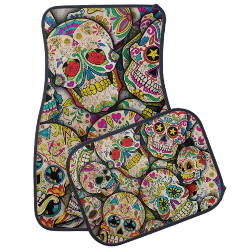 Best Selling Sugar Skull Pattern Car Floor Mat