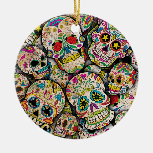 Best Selling Sugar Skull Pattern Ceramic Ornament