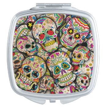 Best Selling Sugar Skull Pattern Compact Mirror by CustomizeYourWorld at Zazzle