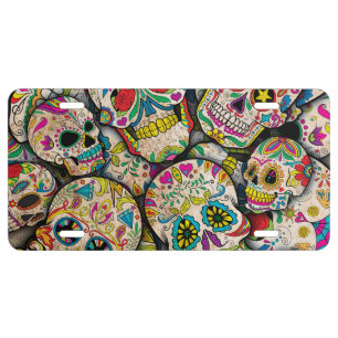 Best Selling Sugar Skull Pattern License Plate