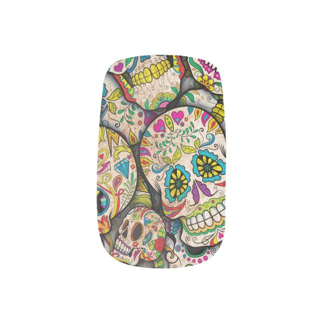 Best Selling Sugar Skull Pattern Minx Nail Art (Left Thumb)