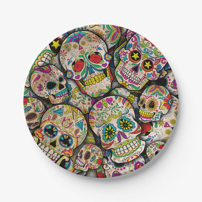 Best Selling Sugar Skull Pattern Paper Plates (Front)