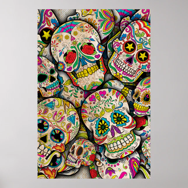 Best Selling Sugar Skull Pattern Poster Zazzle