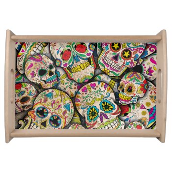Best Selling Sugar Skull Pattern Serving Tray by CustomizeYourWorld at Zazzle