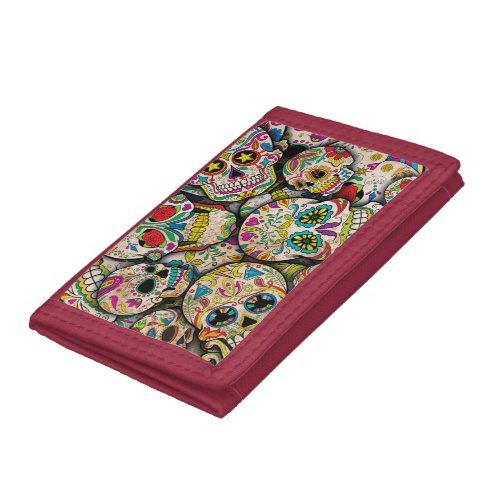 Best Selling Sugar Skull Pattern Trifold Wallet