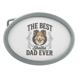 Best Sheltie Dad Ever Vintage Dog Lover Design_1 Belt Buckle