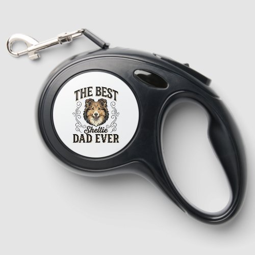 Best Sheltie Dad Ever Vintage Dog Lover Design_1 Retractable Pet Leash