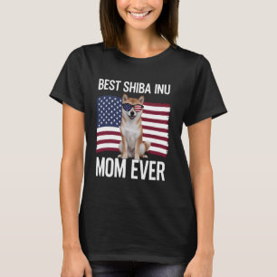 Best Shiba Inu Mom Ever 4th of July Patriotic Dog T-Shirt