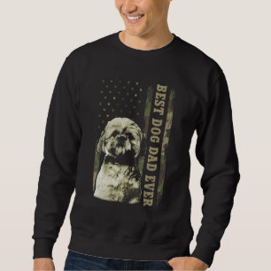 Best Shih Tzu Dad Ever Camo American Flag Dog Dad Sweatshirt