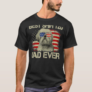 Best Shih Tzu Dad Ever Dog American Flag 1 T-Shirt