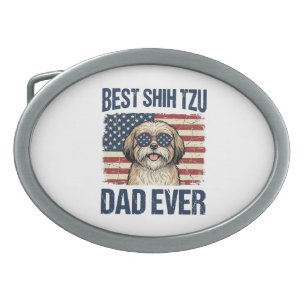 Best Shih Tzu Dad Ever Patriotic Dog Belt Buckle