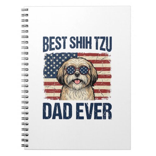 Best Shih Tzu Dad Ever Patriotic Dog Notebook