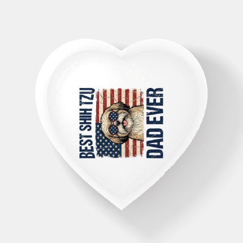 Best Shih Tzu Dad Ever Patriotic Dog Paperweight