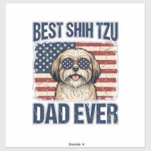Best Shih Tzu Dad Ever Patriotic Dog Sticker