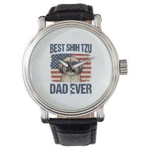 Best Shih Tzu Dad Ever Patriotic Dog Watch