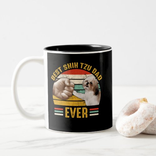 Best Shih Tzu Dad Ever Retro Vintage Dog Lovers Two_Tone Coffee Mug