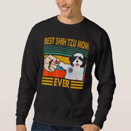 Best Shih Tzu Dad Ever Retro Vintage Sweatshirt
