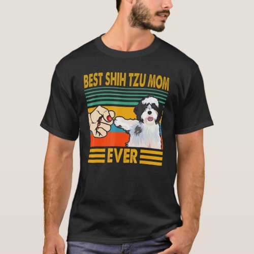 Best Shih Tzu Dad Ever Retro Vintage T_Shirt