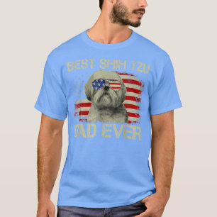 Best Shih Tzu Dad Ever T Dog Lover American Flag G T-Shirt