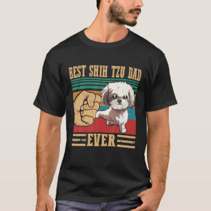 Best Shih Tzu Dad Ever Vintage Retro Gifts Dog T-Shirt