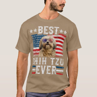 Best Shih Tzu Ever American Flag 4th Of July T-Shirt