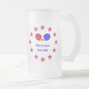 Best Shot Ping Pong Frosted Glass Beer Mug