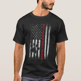 Best Siberian Husky Dad Ever Usa Flag Vintage Fath T-Shirt