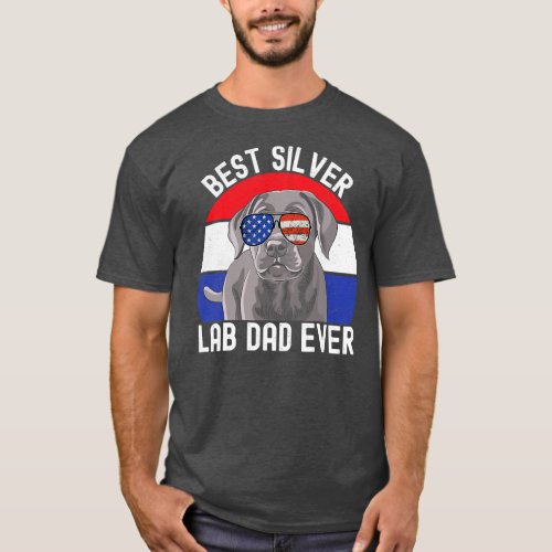 Best Silver Lab Dad Ever Vintage Patriotic T_Shirt