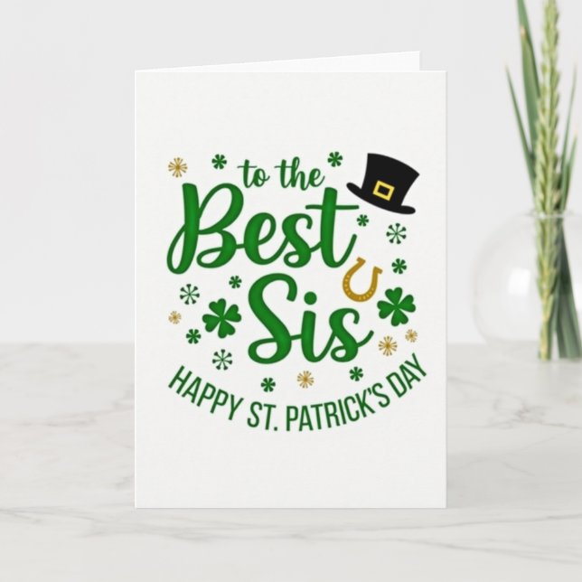 Best Sis Happy St Patricks Day Card (Front)