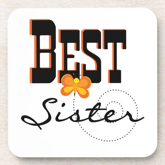 Best Sister Butterfly Gifts Beverage Coaster (Front)