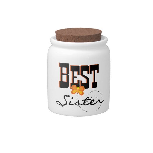 Best Sister Butterfly Gifts Candy Jar (Front)