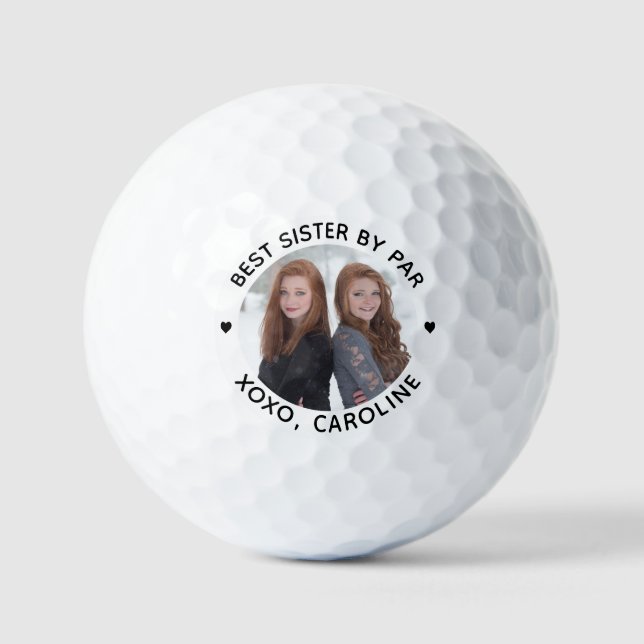 Best SISTER By Par Personalized Photo Golf Balls (Front)