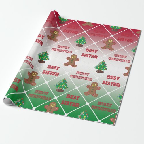 Best sister Christmas pattern Wrapping Paper