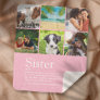 Best Sister Ever 6 Photo Collage Modern Pink Sherpa Blanket