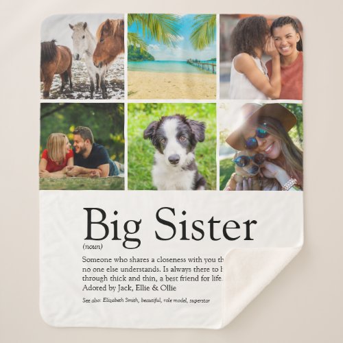 Best Sister Ever 6 Photo Collage Modern Sherpa Blanket