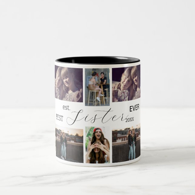 Best Sister Ever – 8 Photo Collage Mug (Center)