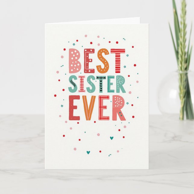Best Sister Ever Cute Card (Front)