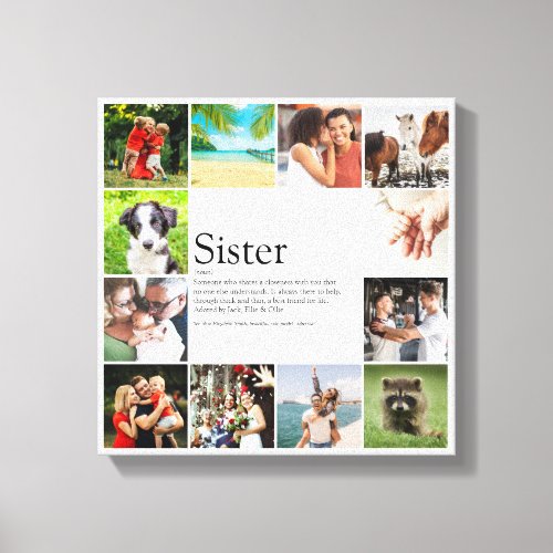 Best Sister Ever Definition 12 Photo Collage Canvas Print