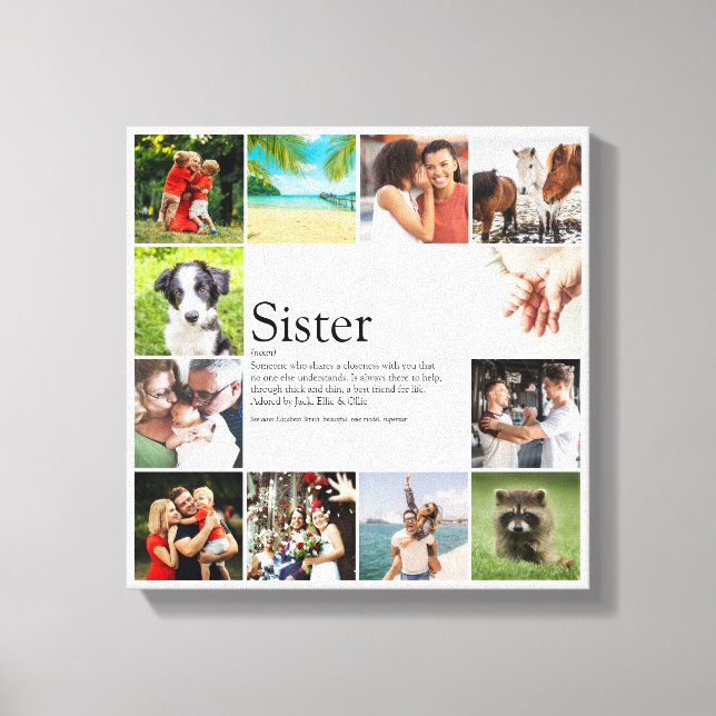 Best Sister Ever Definition 12 Photo Collage Canvas Print (Front)