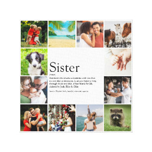 Best Sister Ever Definition 12 Photo Collage Canvas Print