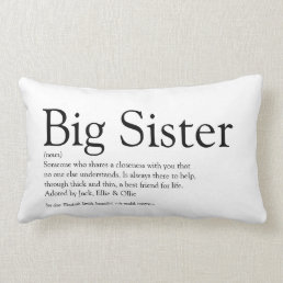 Best Sister Ever Definition Black and White Lumbar Pillow