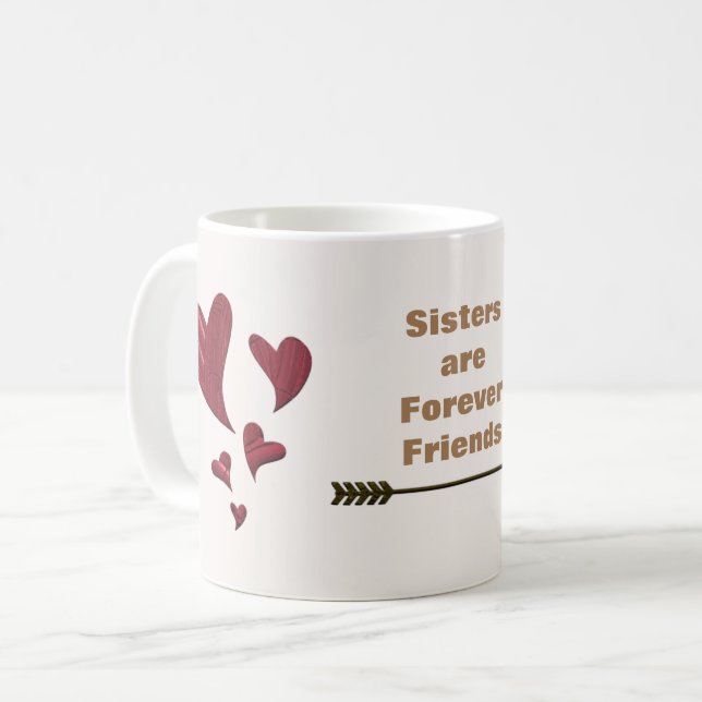 Best Sister Ever Friend BFF Hearts Coffee Mug (Front Left)