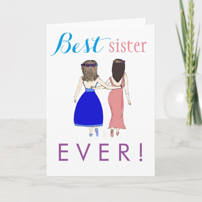 Best Sister Ever! Letterpress Thank You Card (Front)