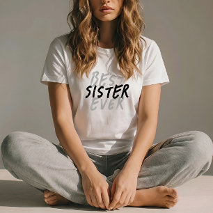 Best Sister Ever Modern Black and Gray Grunge T-Shirt