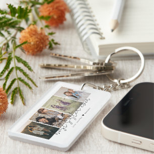 Best Sister Ever Modern Script 4 Photos Collage Keychain