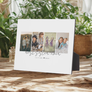 Best Sister Ever Modern Script 4 Photos Collage Plaque