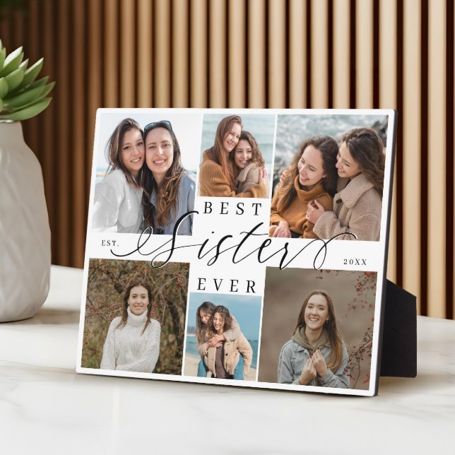 Best Sister Ever Personalized Photo Collage Plaque (Best Sister Ever Script Photo Collage Keepsake Plaque)